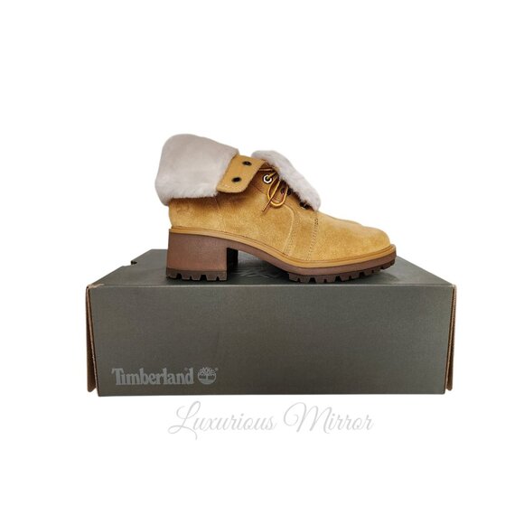 Timberland Women's Kori Park Combat Boots 8 Wheat Suede Mid Calf Lace Up New - Picture 5 of 10
